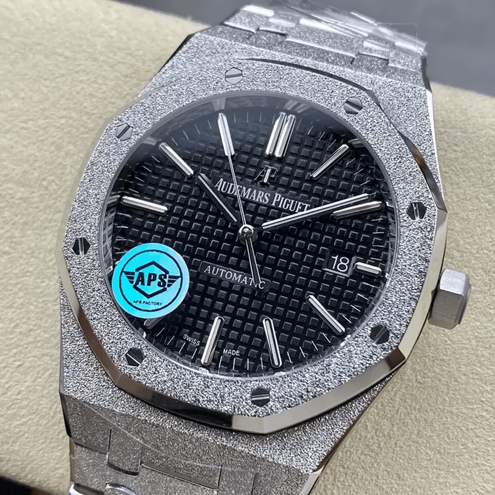 오데마피게 로얄오크 프로스트 블랙 다이얼 SS 브레이슬릿 41mm V3 15410