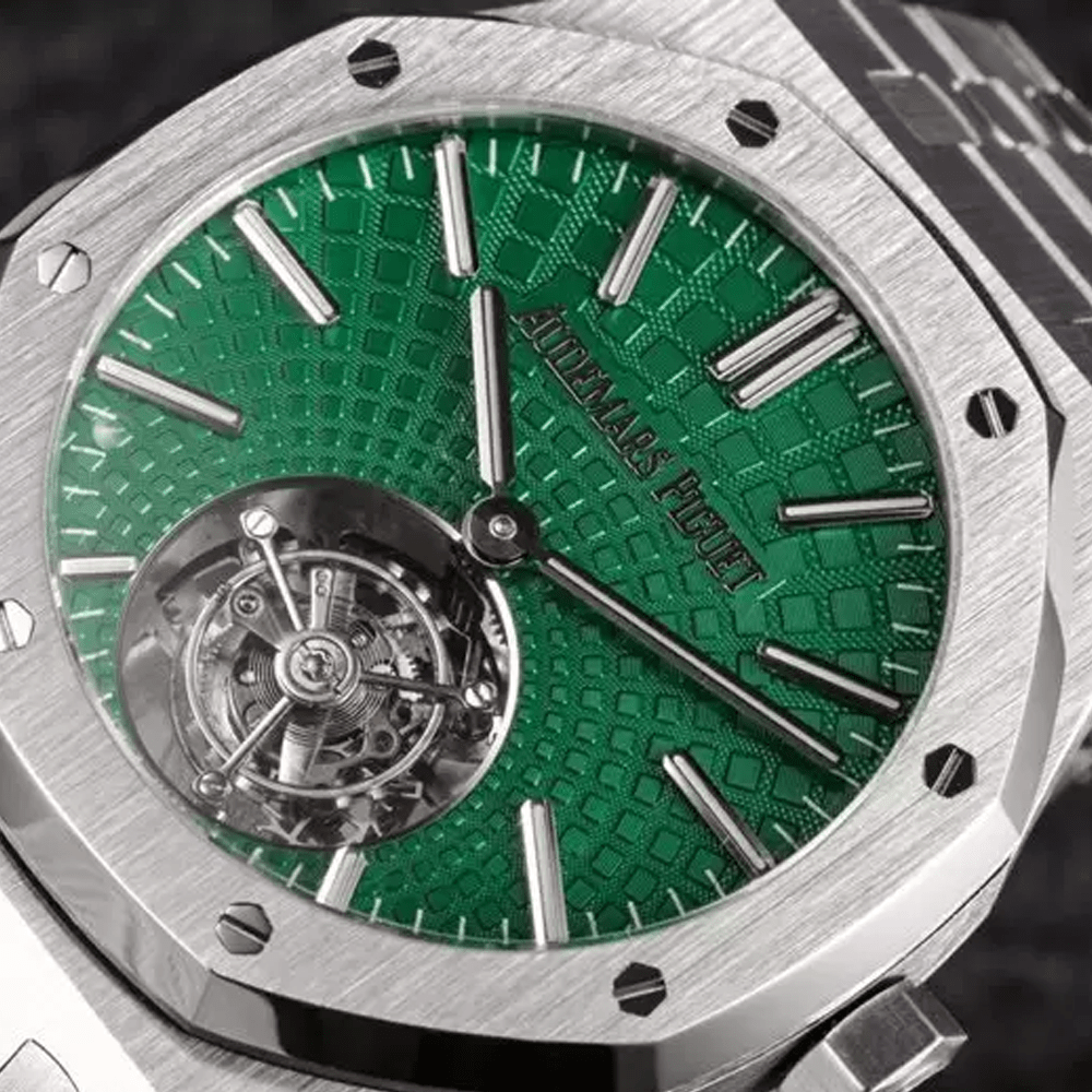 R8 공장 오데마피게 로얄오크 투르비옹 엑스트라씬 그린 다이얼 SS 브레이슬릿 41mm 26534