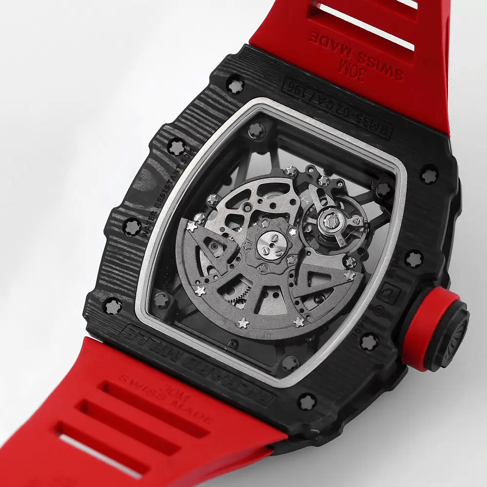 리차드밀 라파엘 나달 블랙 카본 스켈레톤 다이얼 레드 러버 스트랩 RM35-02