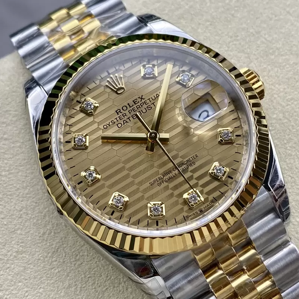 롤렉스 데이저스트 옐로우골드 텍스처 다이얼 10P다이아 YG 콤비 쥬빌레 36mm 126233