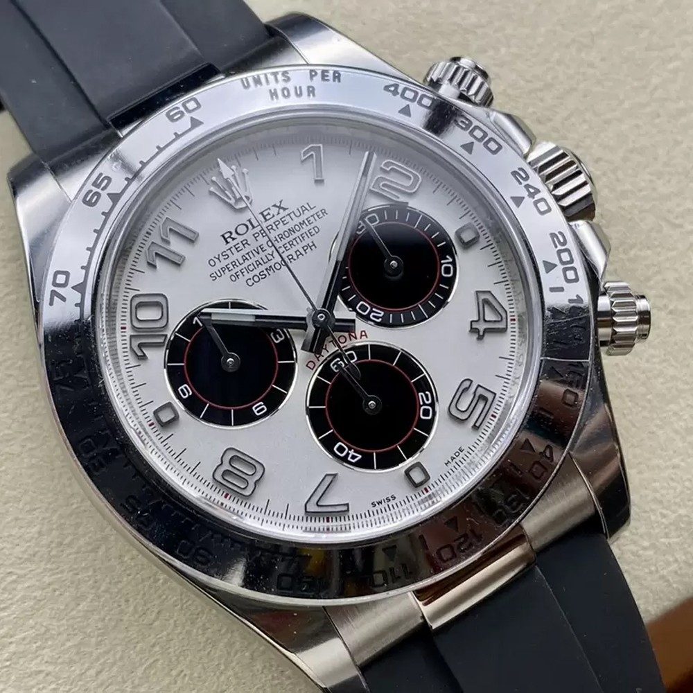 롤렉스 데이토나 크로노그래프 팬더 화이트 다이얼 러버밴드 40mm 116519
