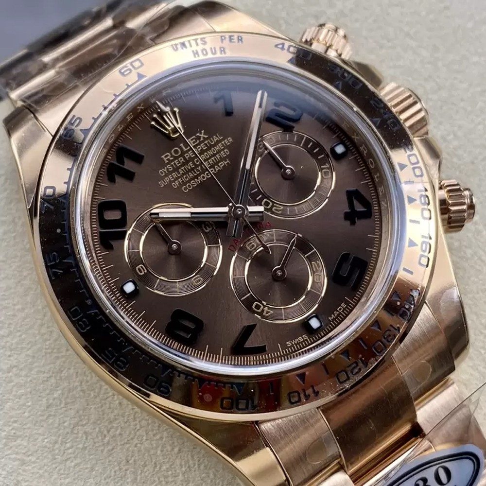 롤렉스 데이토나 크로노그래프 초코 다이얼 블랙인덱스 RG 금통 40mm 116505