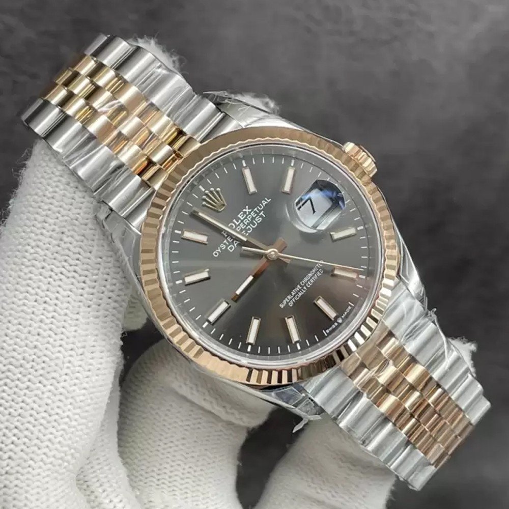 롤렉스 데이저스트 그레이 다이얼 바인덱스 로즈골드 콤비 쥬빌레 36mm 126231