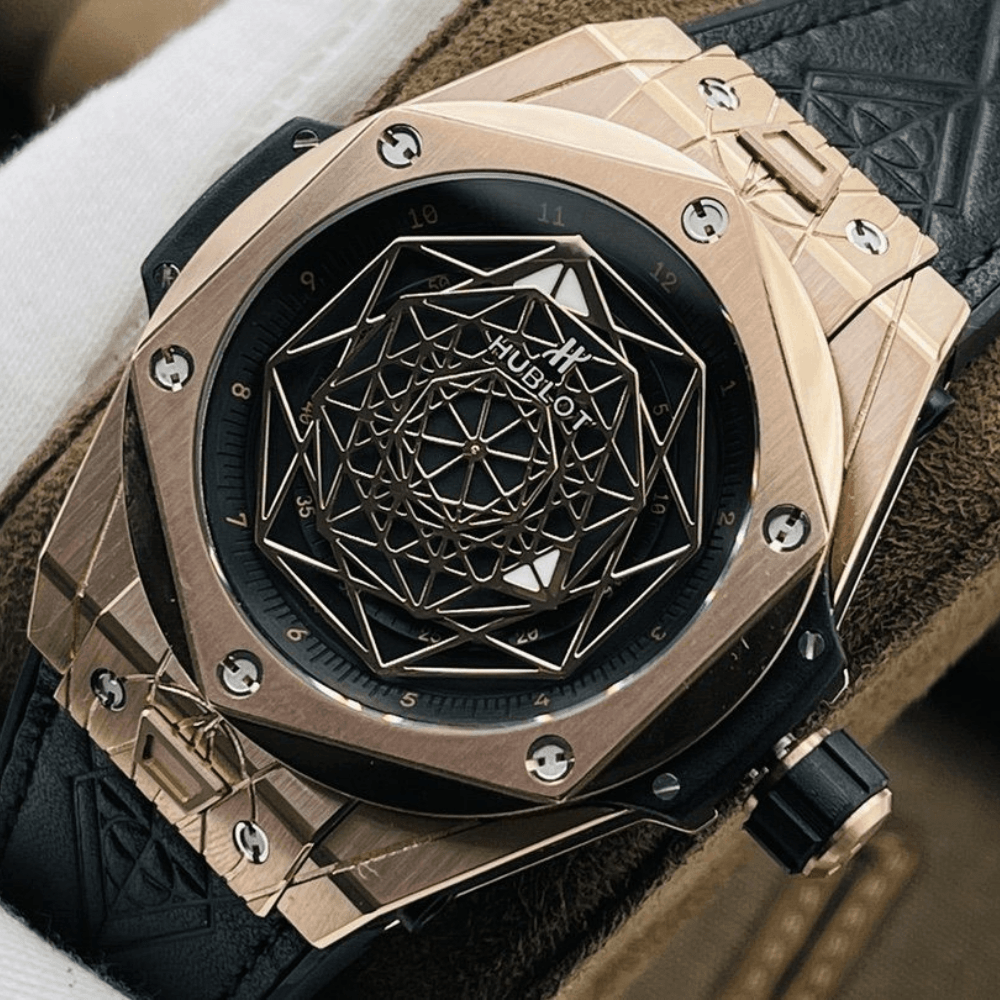 위블로 빅뱅 상 블루 킹 골드 블랙 가죽 스트랩 45mm 415.OX.1118.VR.MXM17