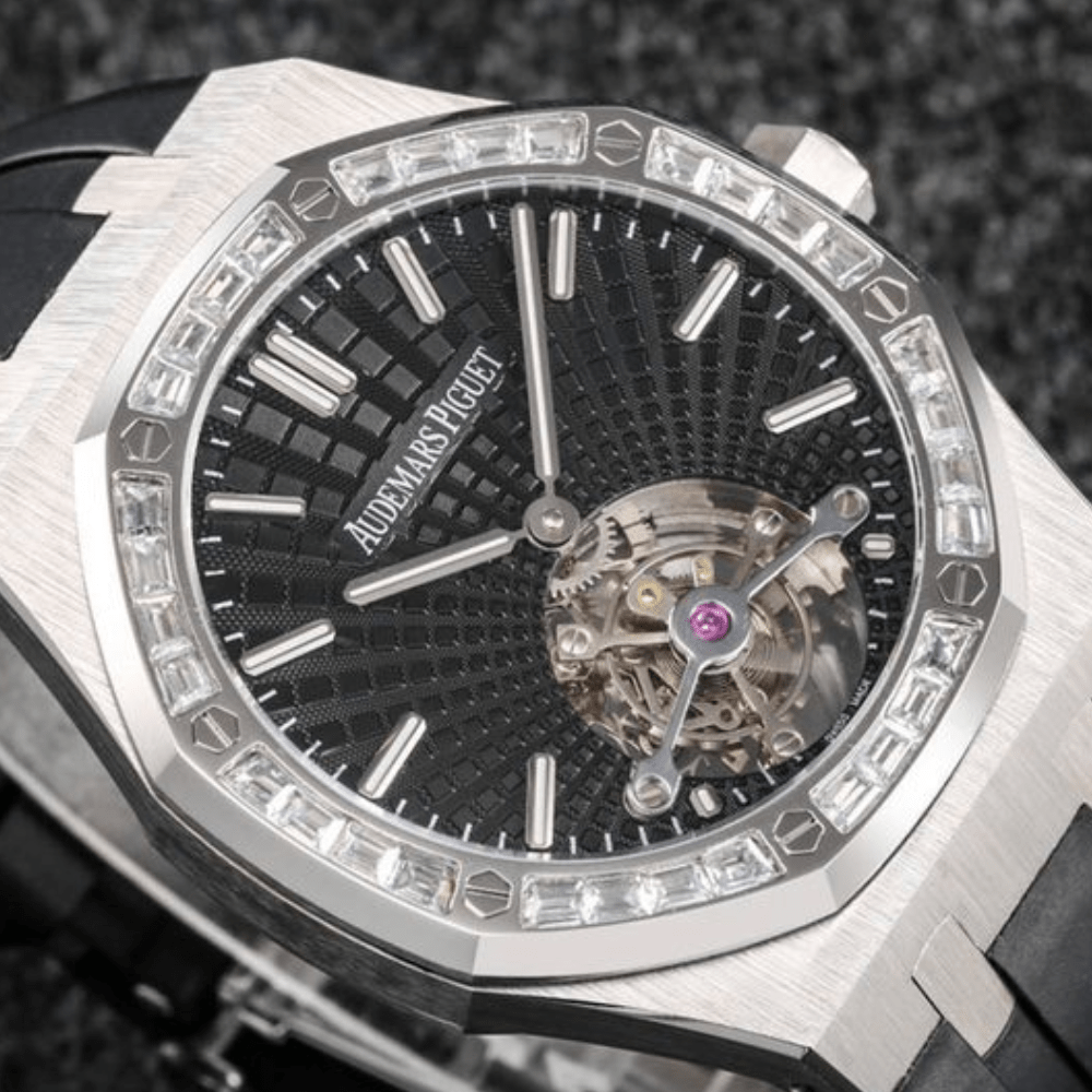 오데마피게 로얄오크 투르비옹 블랙 다이얼 다이아베젤 블랙 러버스트랩 V3 41mm 26521BC