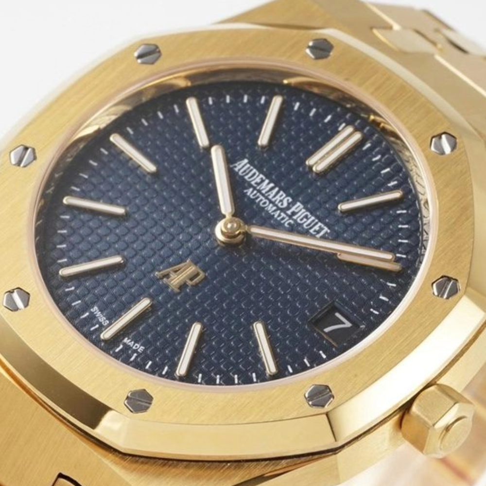 오데마피게 로얄오크 블루 텍스처 다이얼 옐로우골드 금통 39mm 15202BA