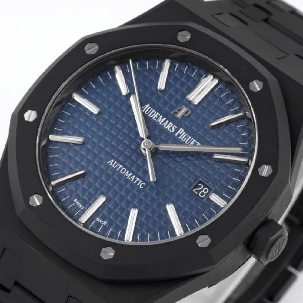 오데마피게 로얄오크 블루 텍스처 다이얼 DLC 브레이슬릿 41mm 15400ST