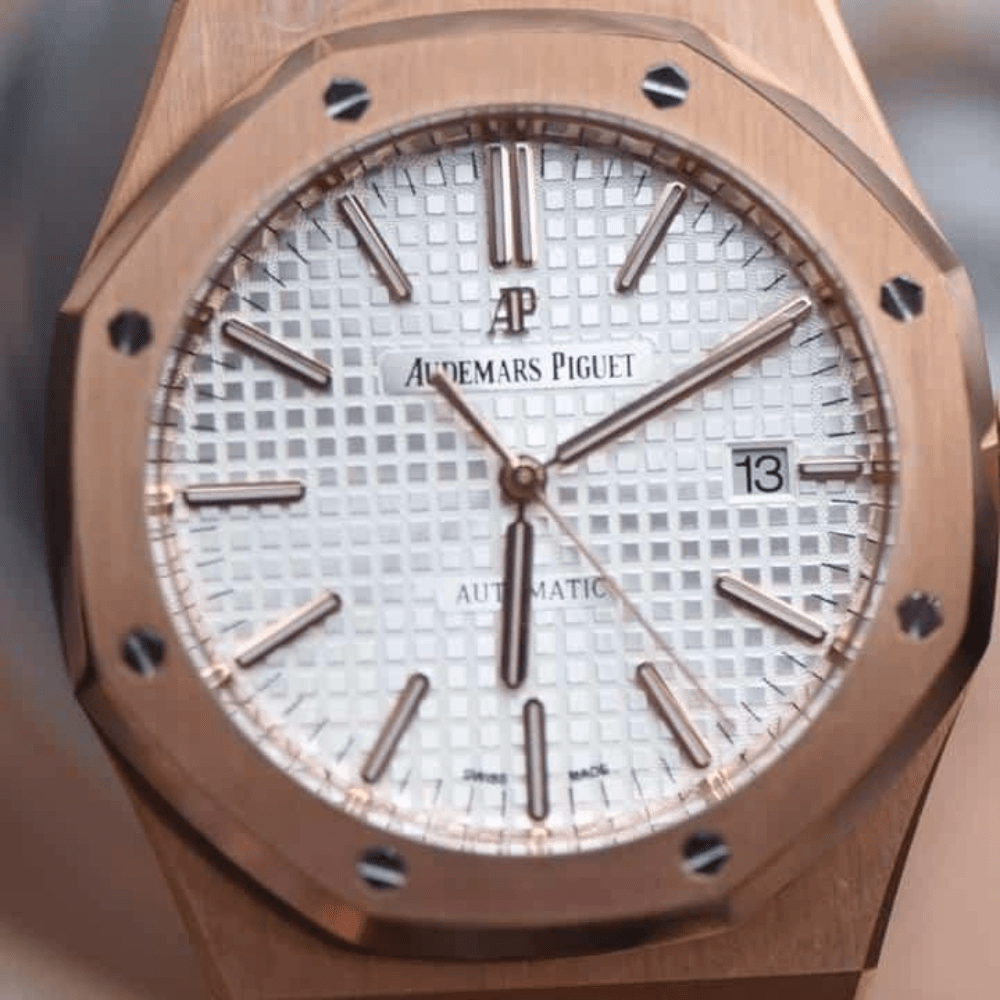 오데마피게 로얄오크 화이트 다이얼 로즈골드 금통 41mm 15400OR