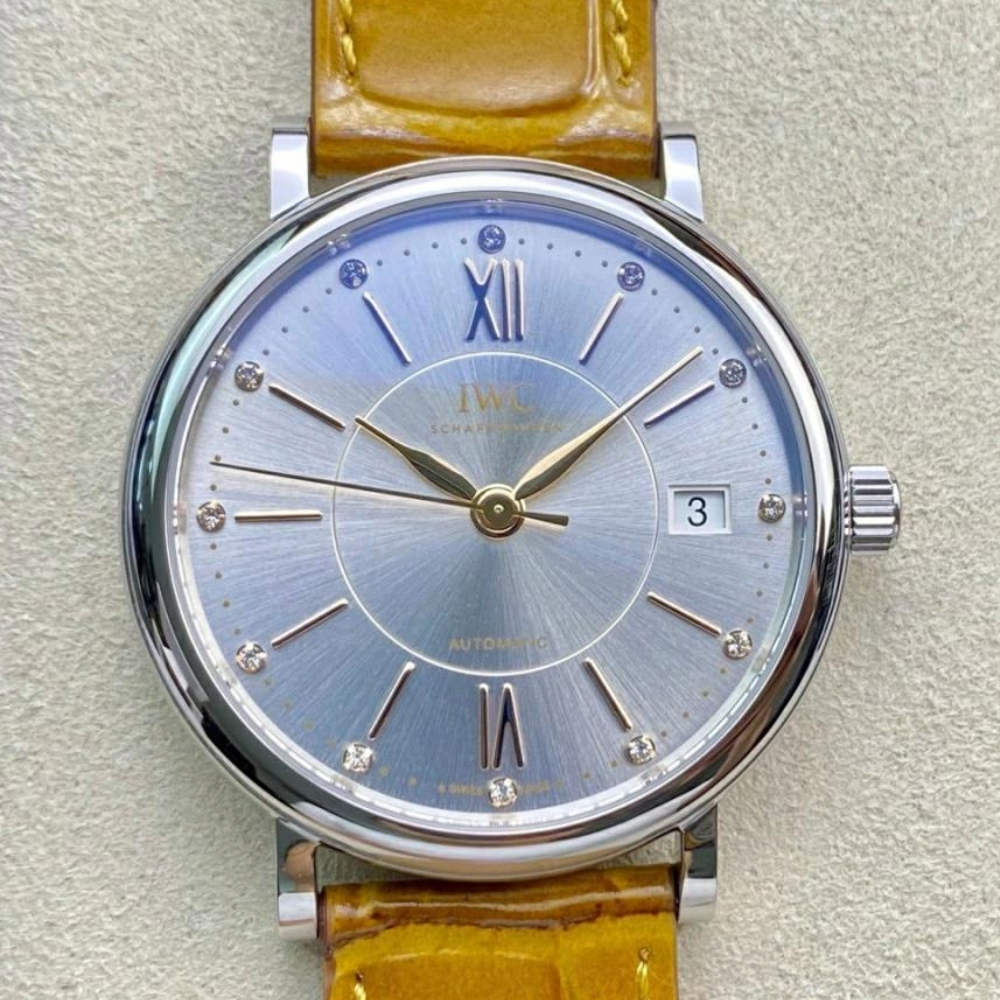 IWC 포르토피노 레이디 실버 그레이 다이얼 레더 스트랩 37mm IW458101