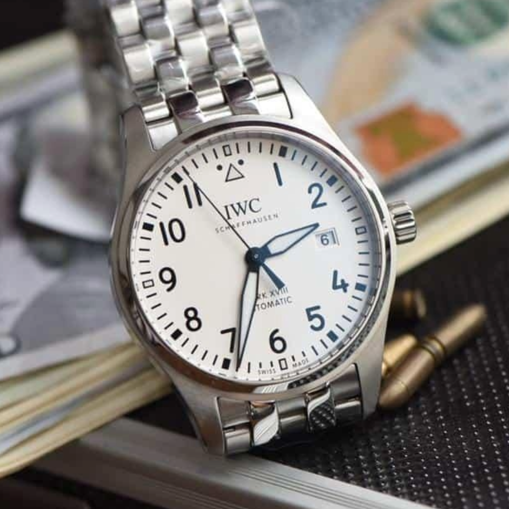 IWC 파일럿 마크 18 화이트 다이얼 SS 브레이슬릿 40mm IW327002