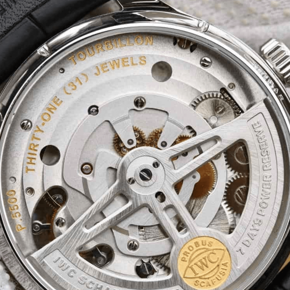 IWC 포르투기저 투르비옹 그레이/화이트 다이얼 레더 스트랩 44mm IW5463