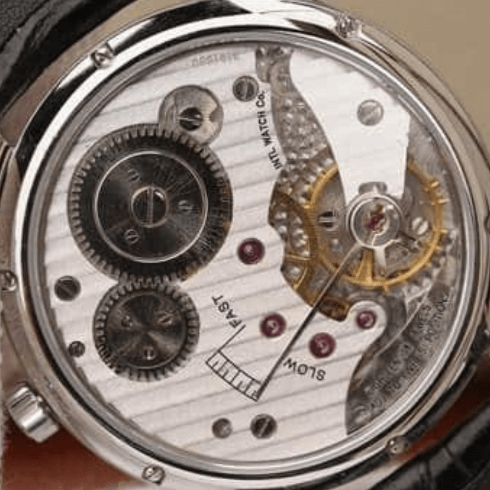 IWC 포르투기저 존스 소드 스틸 블랙 다이얼 레더 스트랩 44mm IW545408