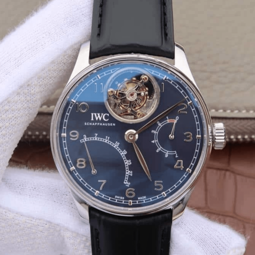 IWC 포르투기저 투르비옹 스틸 블루다이얼 레더 스트랩 44.2mm IW504401