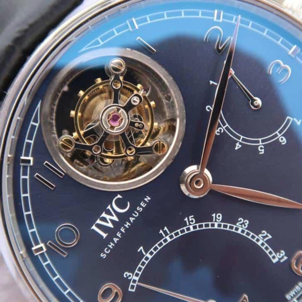 IWC 포르투기저 투르비옹 스틸 블루다이얼 레더 스트랩 44.2mm IW504401