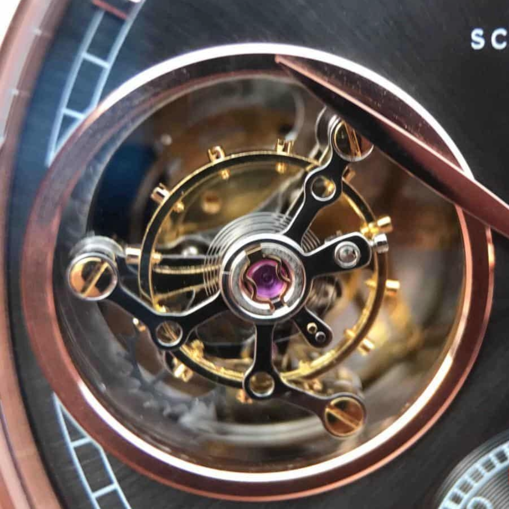 IWC 포르투기저 투르비옹 오토매틱 로즈골드 그레이 다이얼 레더 스트랩 42mm IW546302