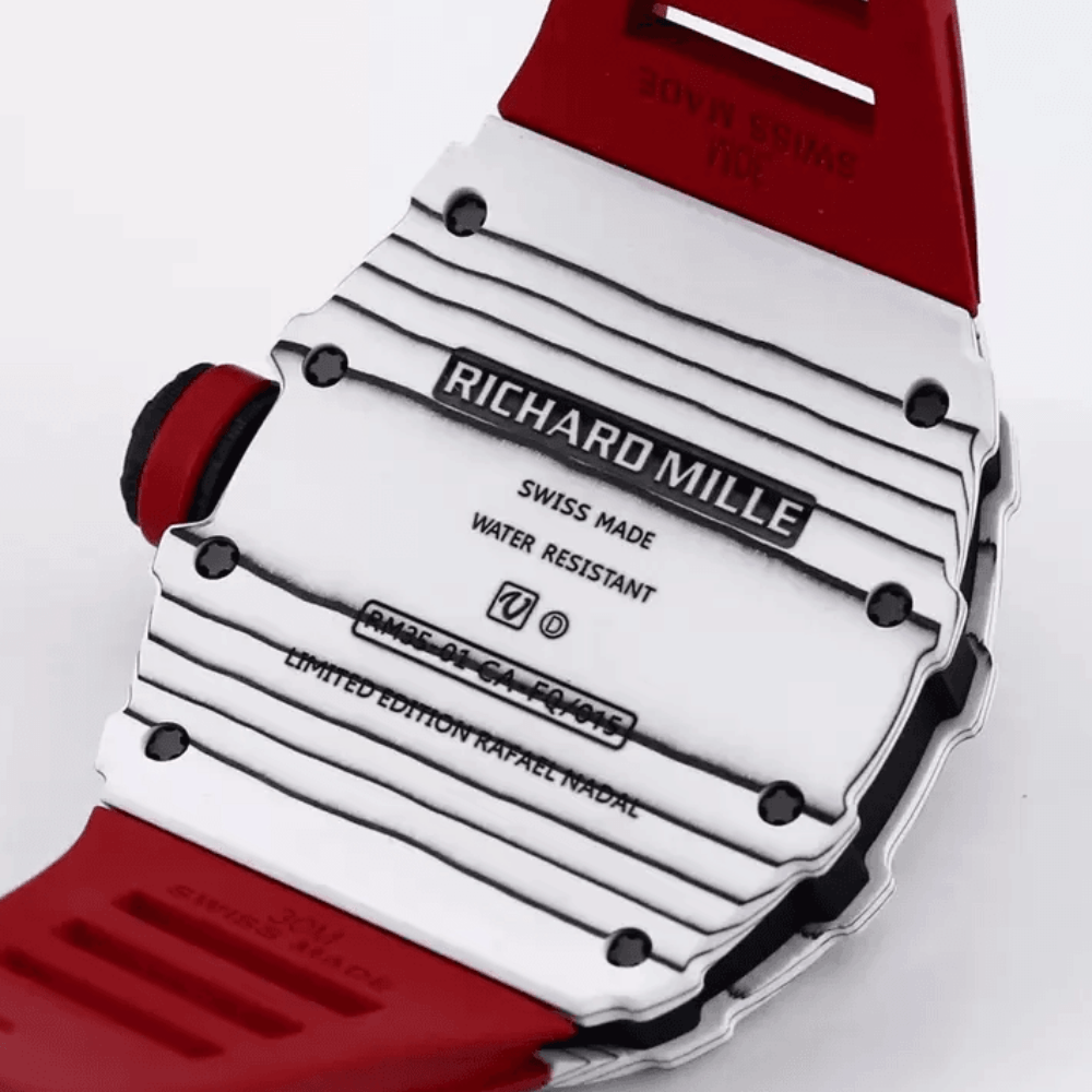 리차드밀 라파엘 나달 화이트 카본 스켈레톤 다이얼 레드 러버 스트랩 RM35-01