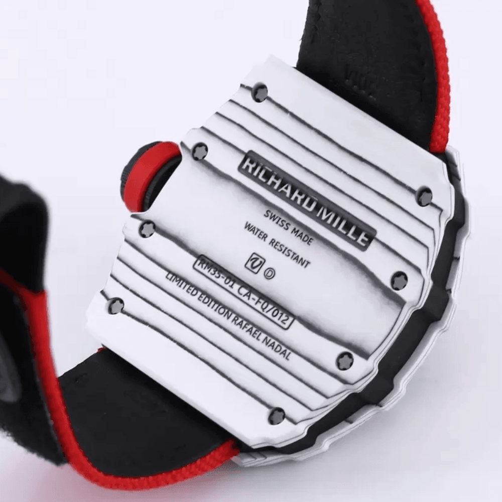 리차드밀 라파엘 나달 화이트 카본 스켈레톤 다이얼 레드 우븐 스트랩 RM35-01