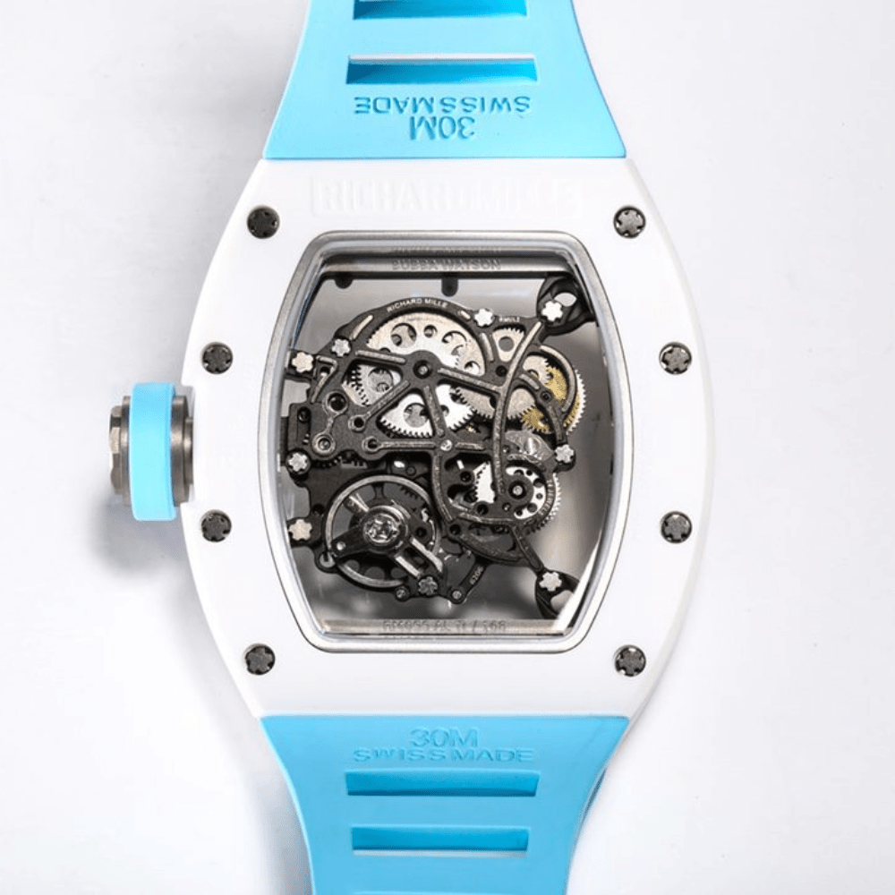 리차드밀 부바왓슨 화이트 세라믹 블루 러버밴드 RM-055