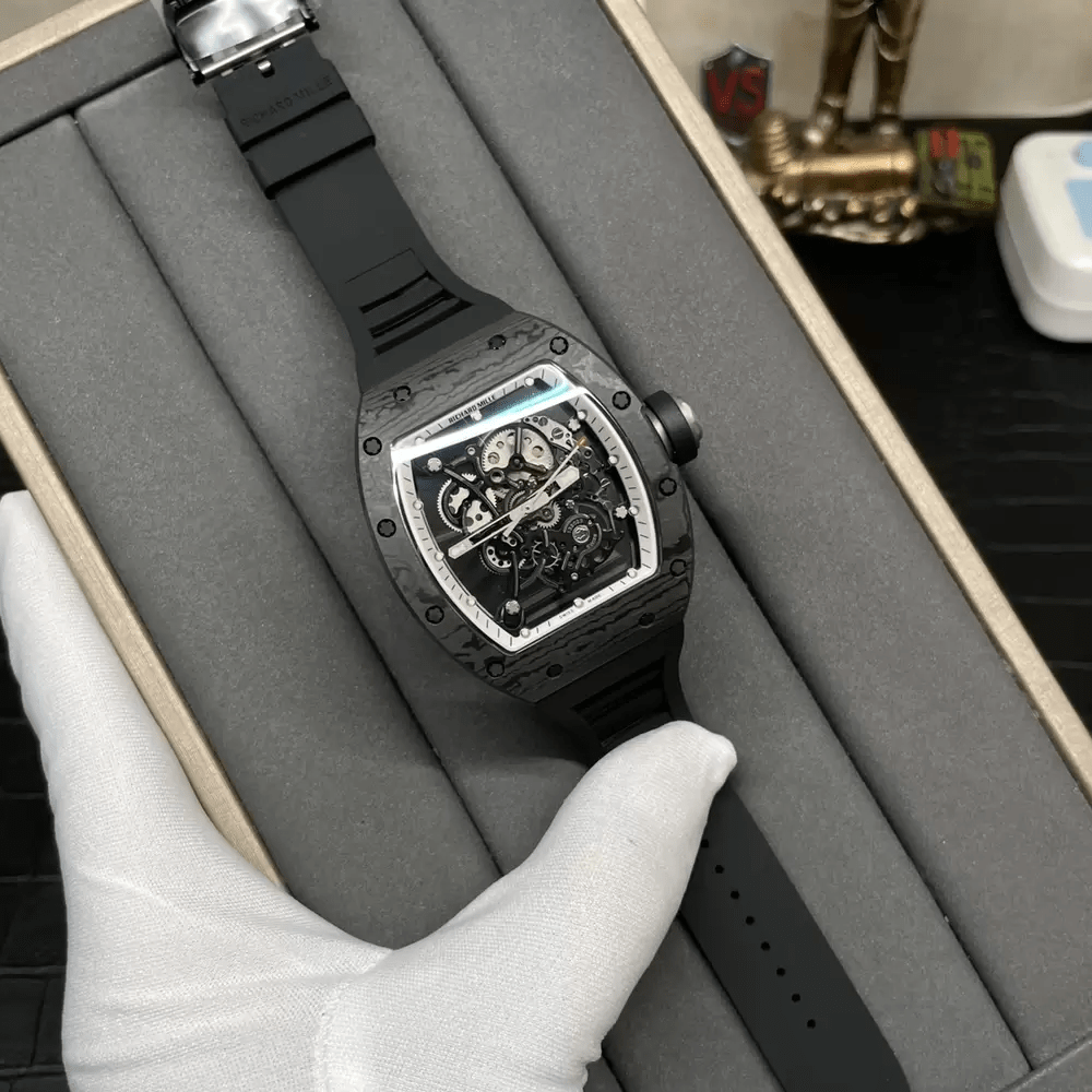 리차드밀 부바왓슨 블랙 NTPT 카본 스켈레톤 다이얼 블랙 러버밴드 RM-055