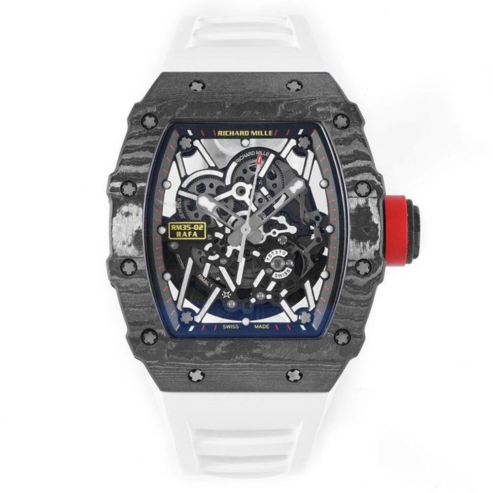 리차드밀 라파엘 나달 블랙 NTPT 카본 스켈레톤 다이얼 화이트 러버 스트랩 V4버전 RM35-02