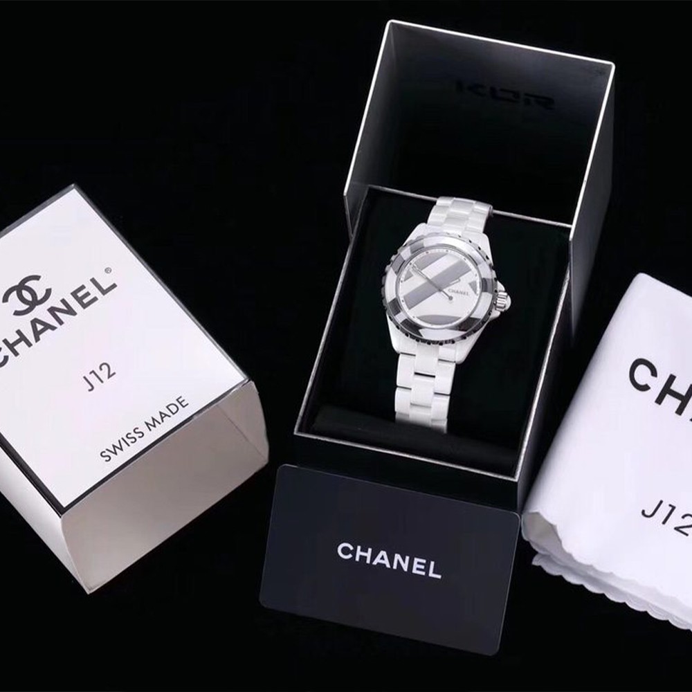 샤넬 J12 리미티드 에디션 실버 다이얼 화이트 세라믹 스트랩 38mm H5582