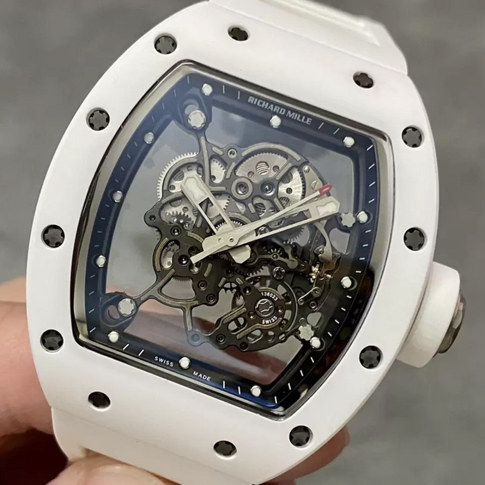 리차드밀 부바왓슨 화이트 세라믹 스켈레톤 다이얼 화이트 러버밴드 V3버전 RM-055