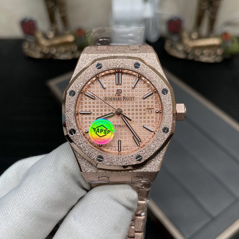 오데마피게 로얄오크 프로스트 RG 다이얼 로즈골드 금통 37mm 15454OR