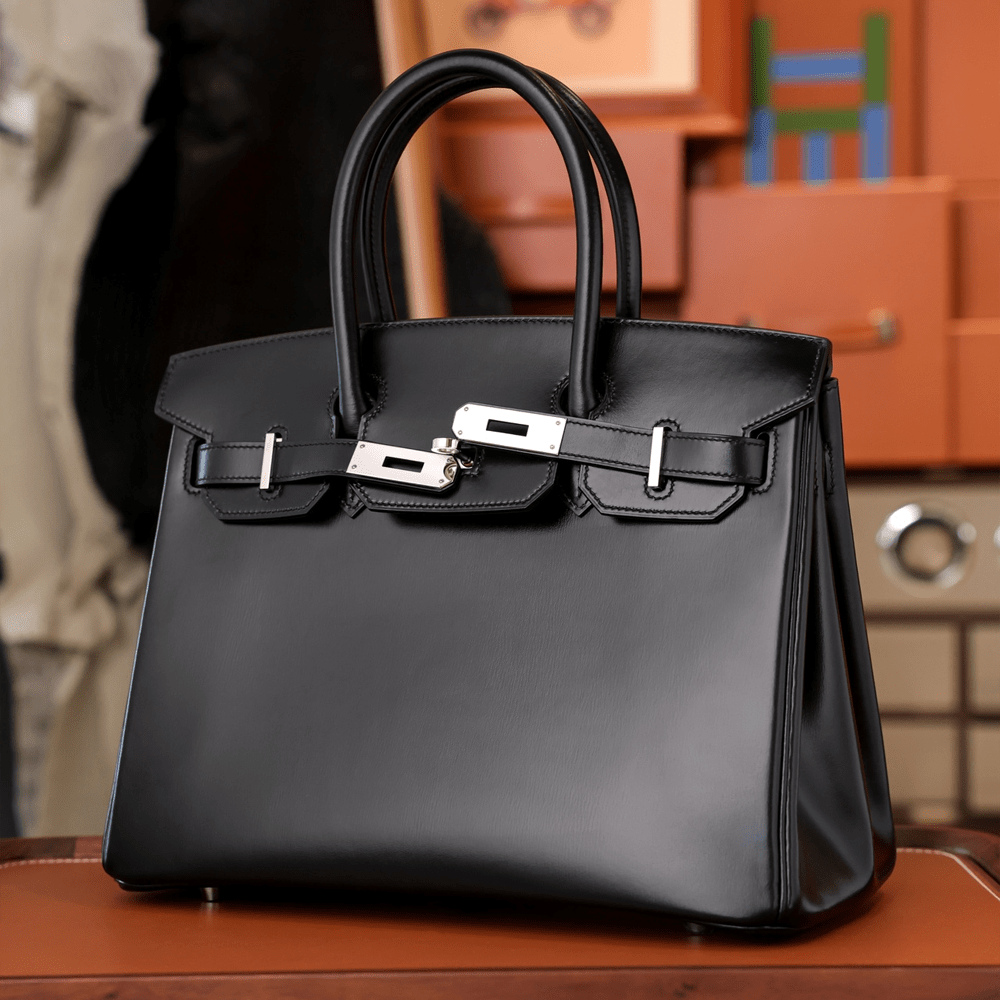 에르메스 올수공 버킨 30 블랙 셀리에 쉐브레 레더 금장 느와