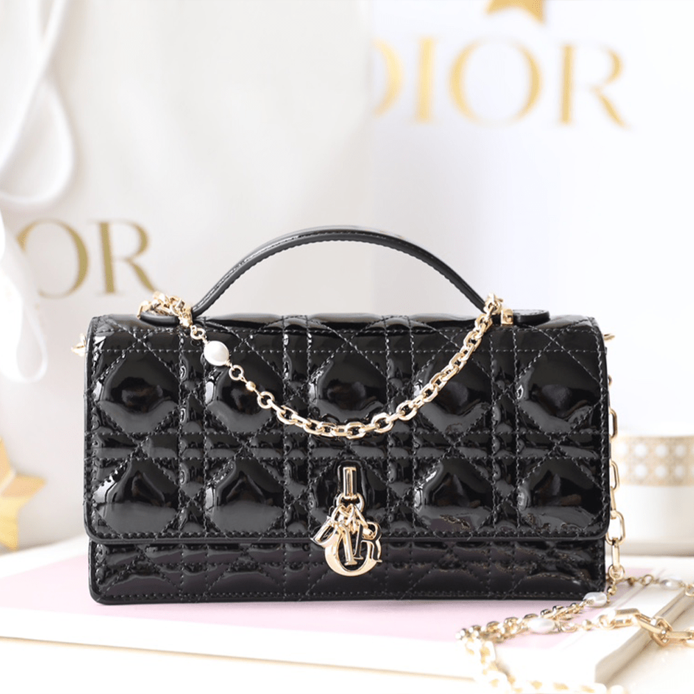 디올 마이 미스 디올 탑 핸들 백 까나쥬 블랙