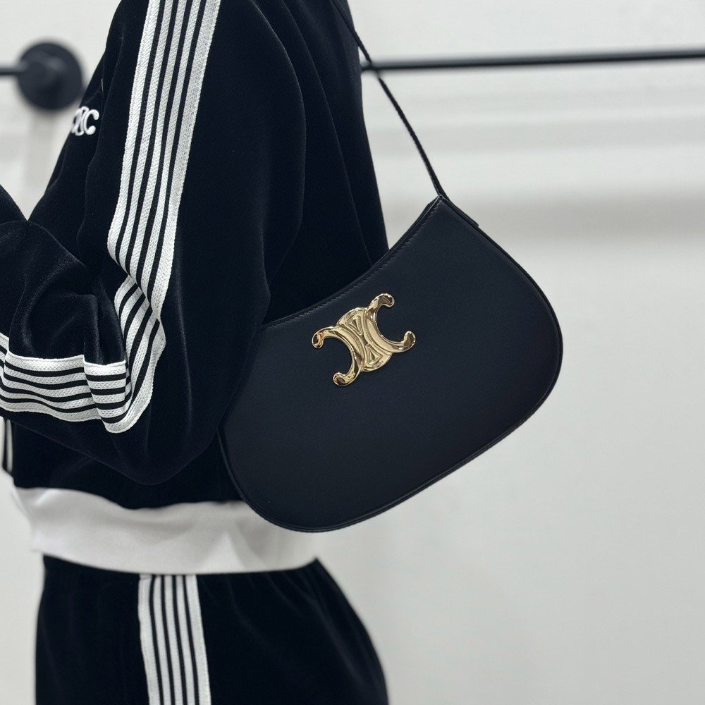 셀린느 미디엄 틸리백 샤이니 카프스킨 블랙