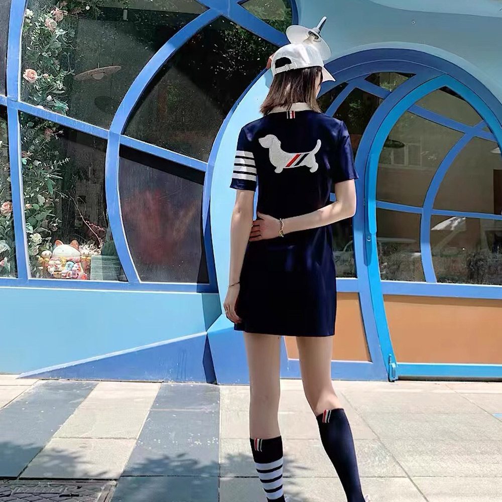 톰브라운 강아지 백로고 라펠 폴로 드레스