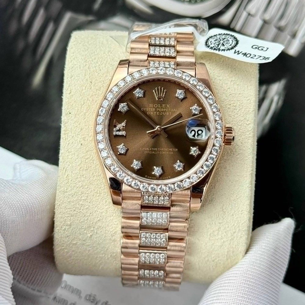 커스텀 롤렉스 레이디 데이저스트 브라운 10P 다이얼 로즈골드 28mm