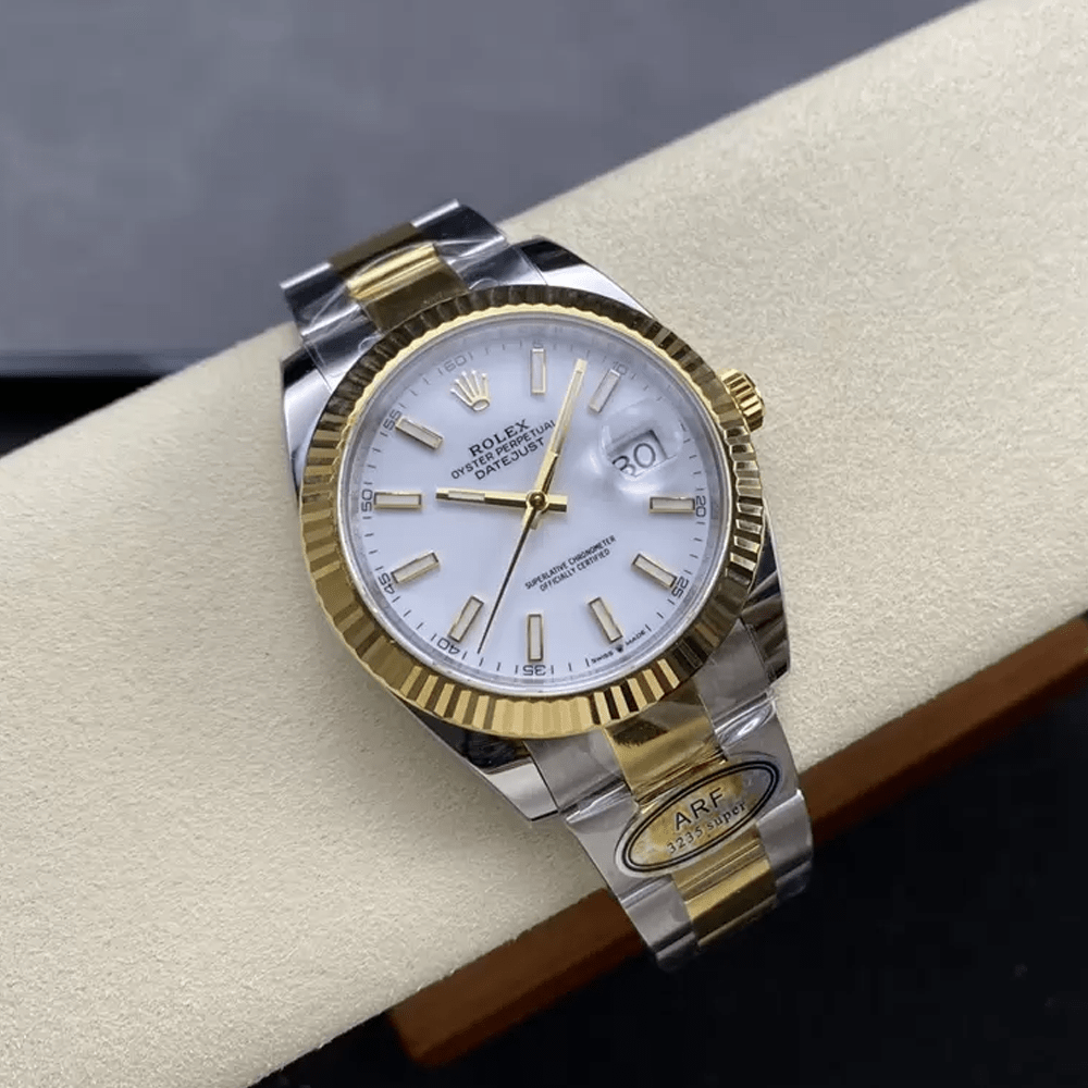 롤렉스 데이저스트 화이트 다이얼 바인덱스 YG 콤비 오이스터 41mm 126333