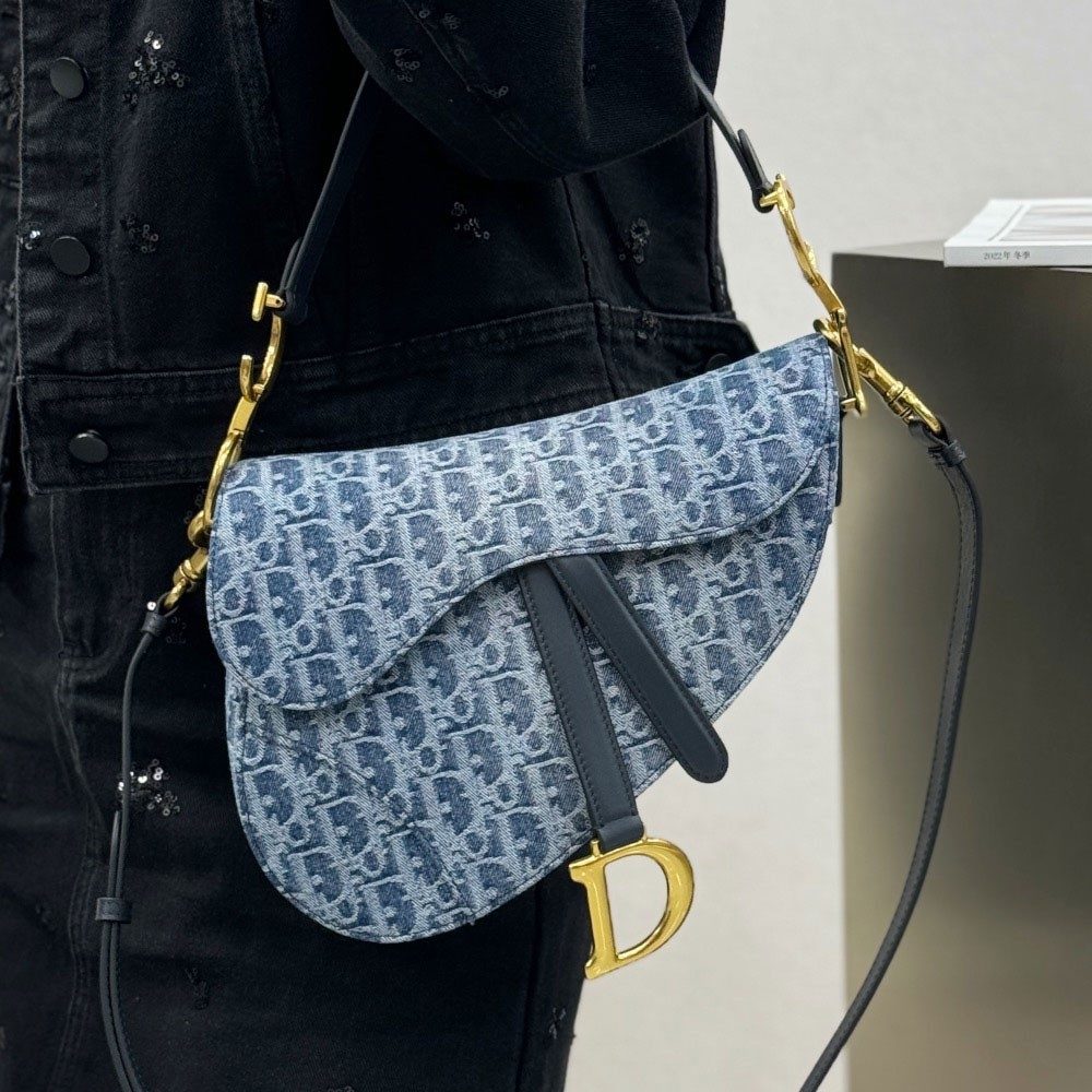 디올 새들 오블리크 미듐 호보백 네이비