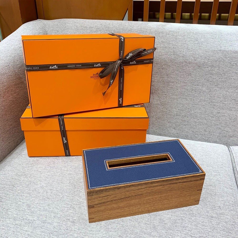 에르메스 원목 티슈 박스 네이비