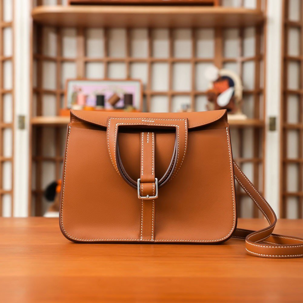 에르메스 올수공 할잔 25 백 브라운