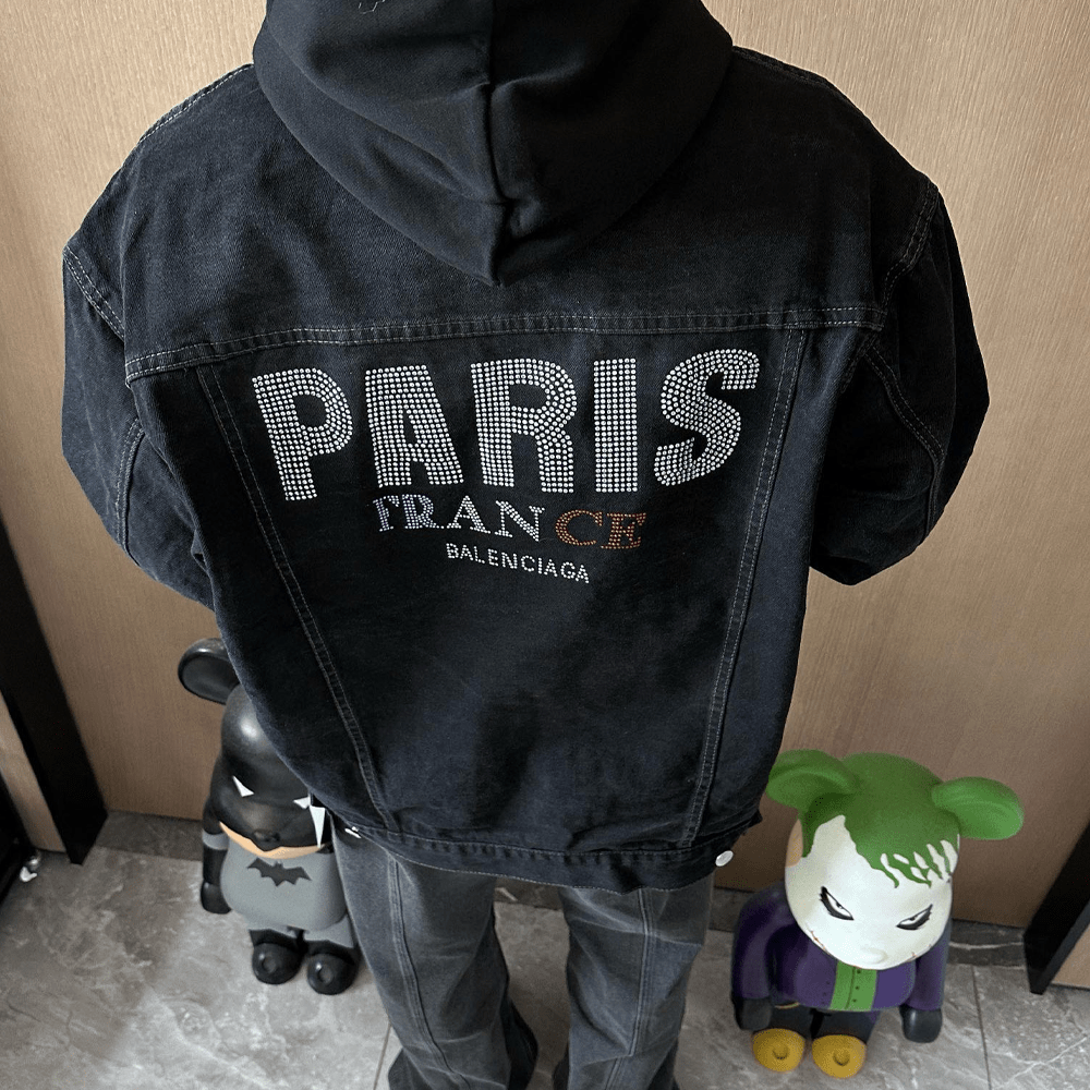 발렌시아가 24FW 파리스 백 로고 흑청 데님 자켓