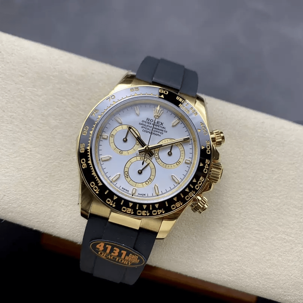 롤렉스 크로노그래프 데이토나 화이트 다이얼 바인덱스 YG 러버밴드 40mm (텅스텐 헤비버전) 126518