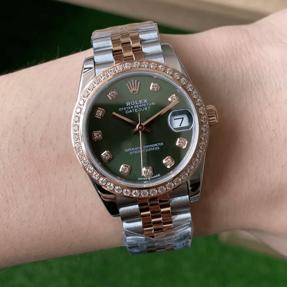 롤렉스 여성용 데이저스트 그린 10P 다이얼 RG 콤비 다이아 베젤 31mm 278271