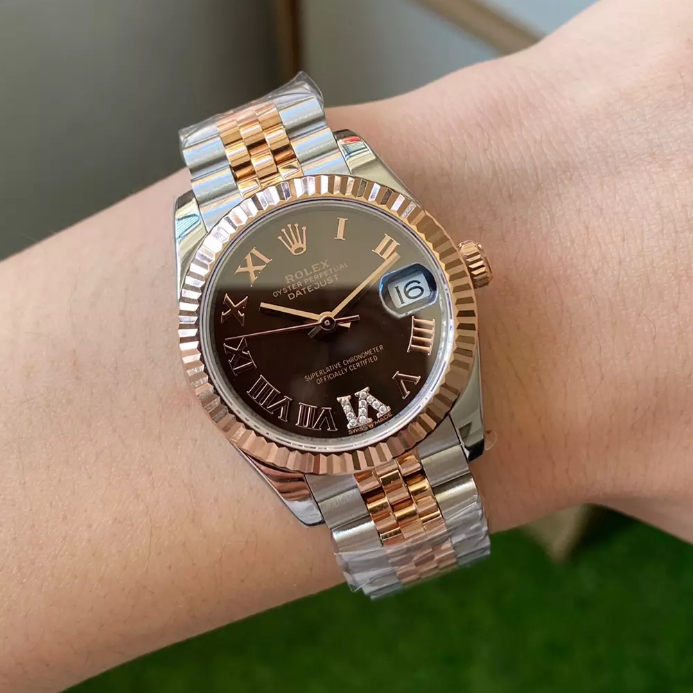 롤렉스 여성용 데이저스트 브라운 로만 다이얼 로골 콤비 31mm 278271