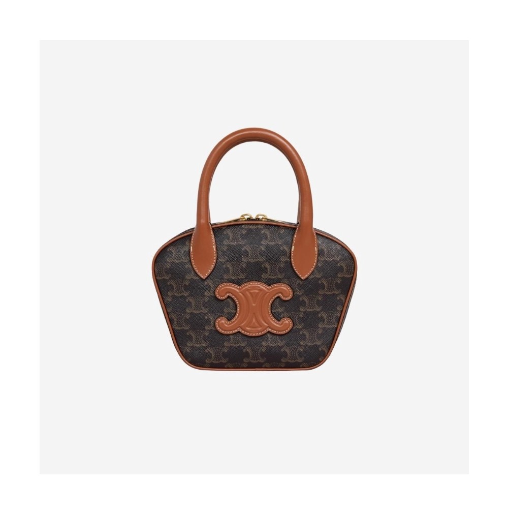 셀린느 트리옹프 캔버스 & 카프스킨 미니 볼링백 【매장-350만원대】