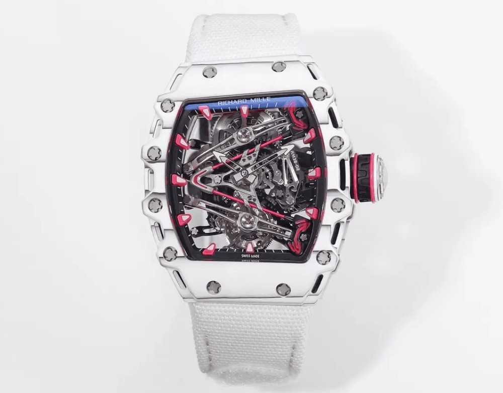 리차드밀 부바왓슨 투르비옹 화이트/블랙 NTPT 카본 스켈레톤 다이얼 화이트 나일론 스트랩 RM38-02