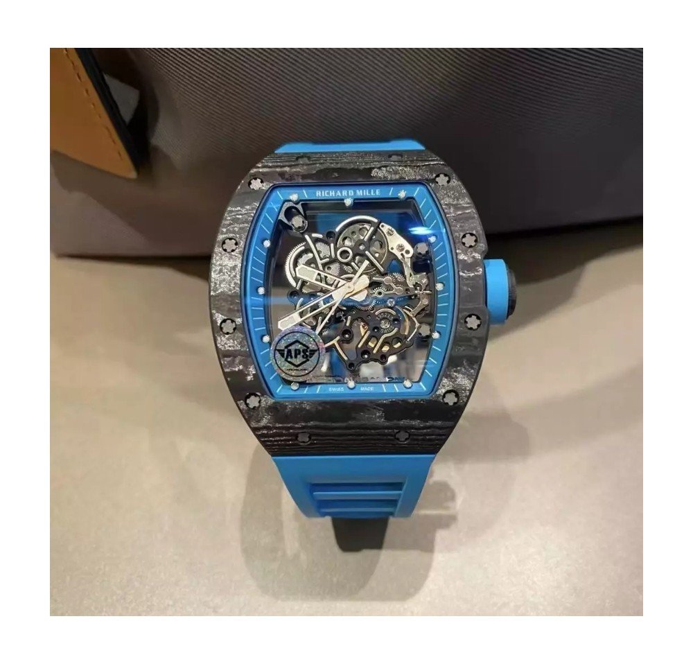 리차드밀 부바왓슨 블랙 카본 케이스 블루 포인트 블루 밴드 RM-055