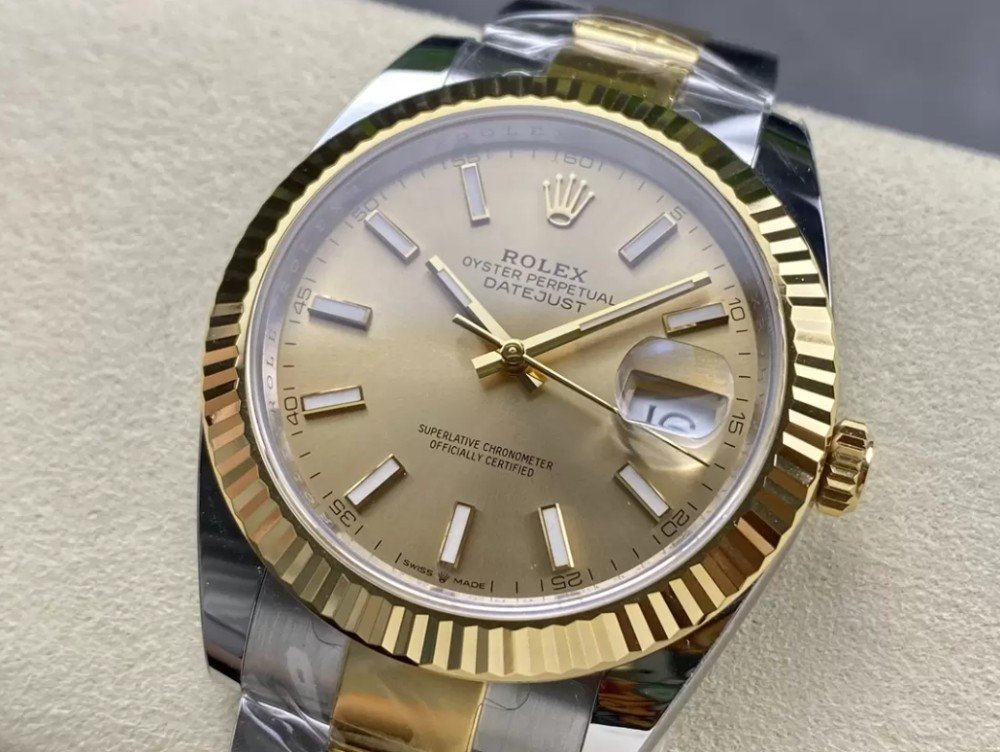 롤렉스 데이저스트 YG 스틱 옐로우 골드 다이얼 콤비 오이스터 41mm 126333-0009