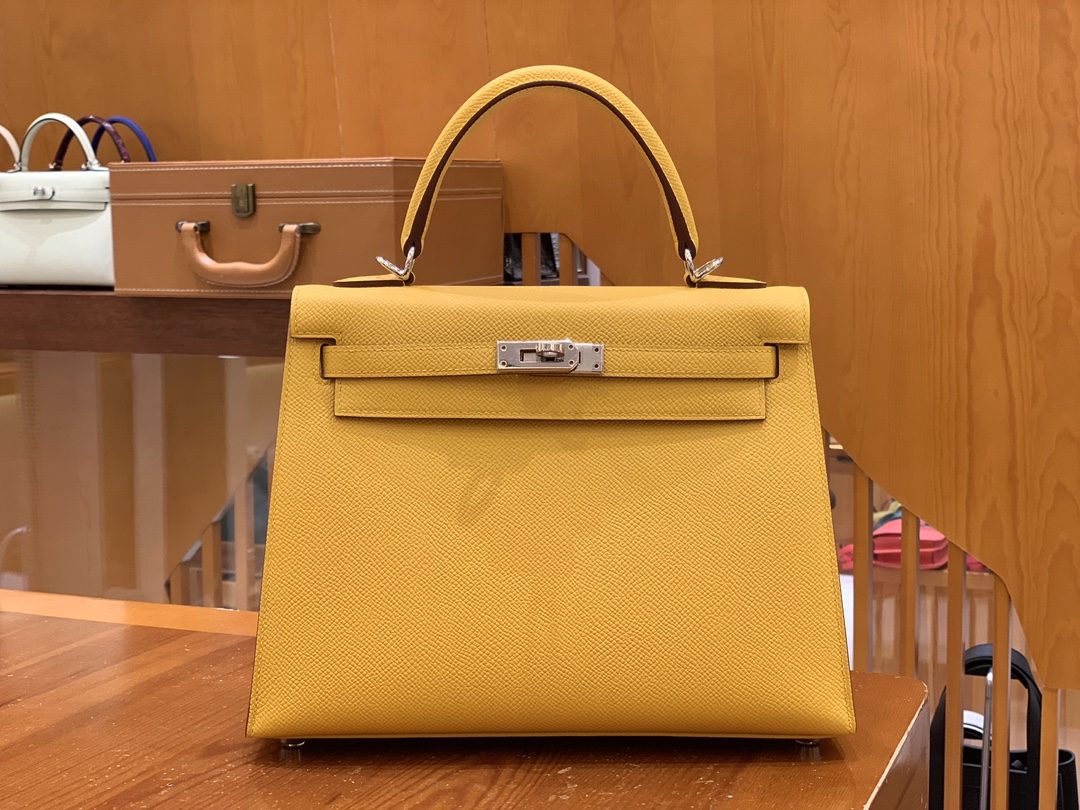 올수공 에르메스 켈리 25 엡송 엠버 옐로우 실버 버클