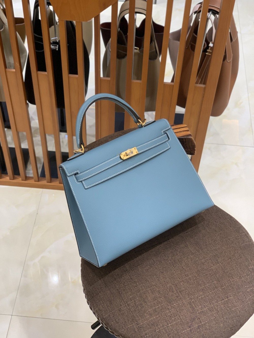 올수공 에르메스 켈리 25 엡송 데님 블루 골드 버클