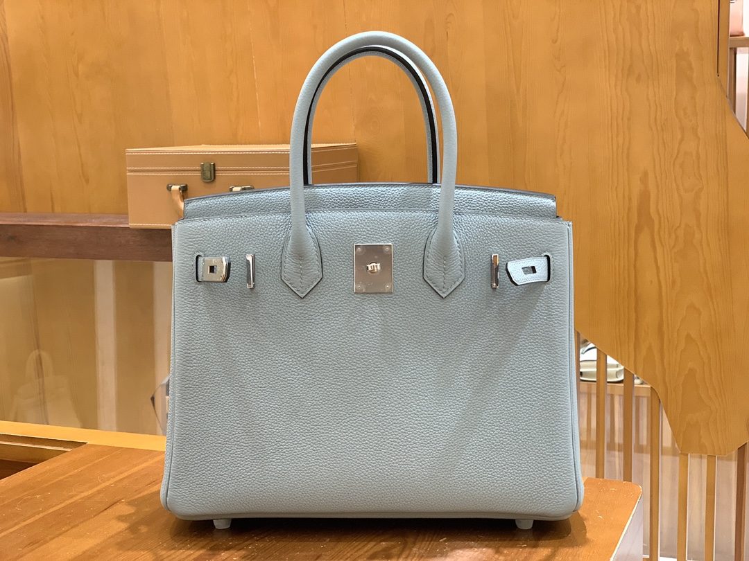 올수공 에르메스 버킨 30 토고 리넨 블루 실버 버클