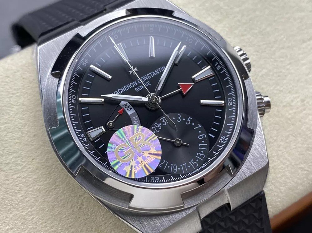 바쉐론 콘스탄틴 오버시즈 듀얼 타임 블랙 다이얼 러버 스트랩 41mm 7920V