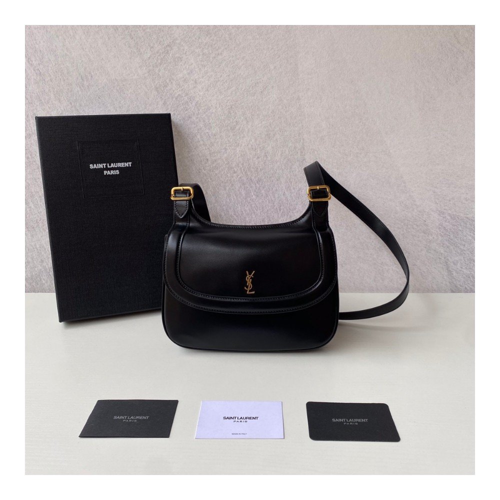 생로랑 찰리 미디움 스무스 카프레더 숄더백 블랙