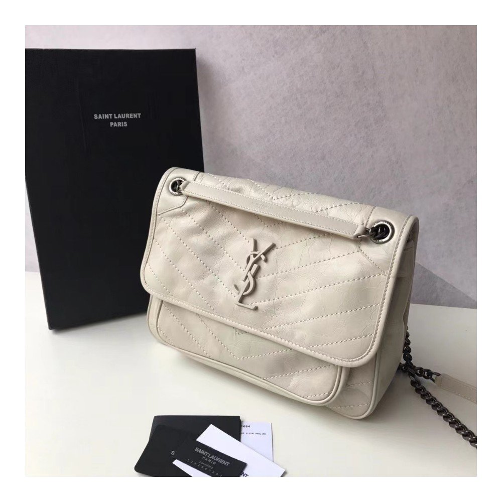 생로랑 니키 미디엄 퀼팅 가죽 숄더 백